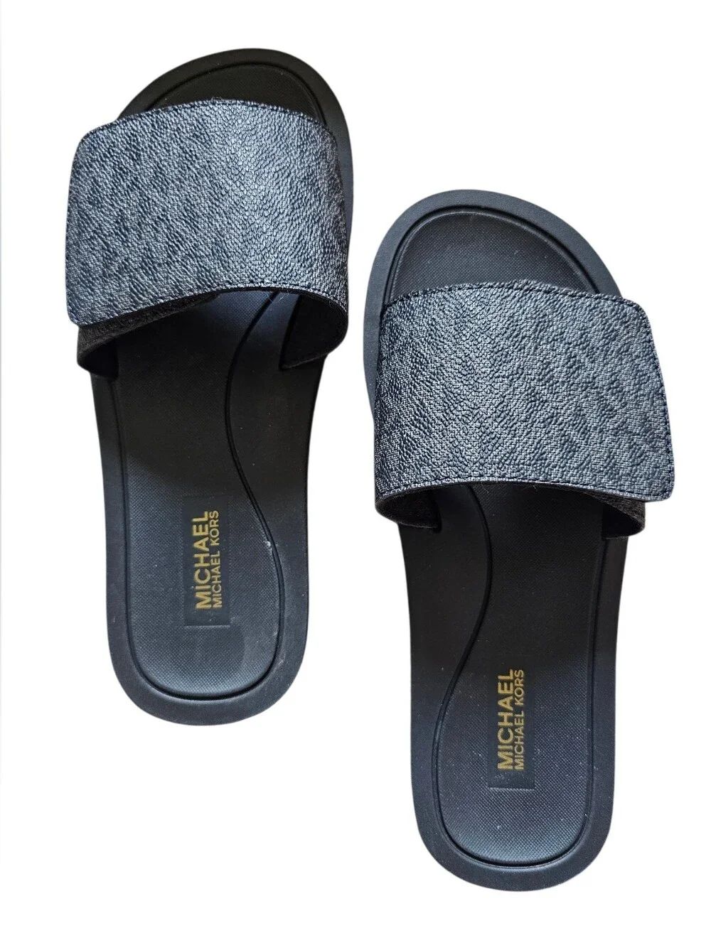 Michael Kors Women's Wade Black Logo Slide Sandals, Size 6m, New